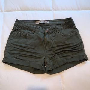 Olive Green Denim Shorts